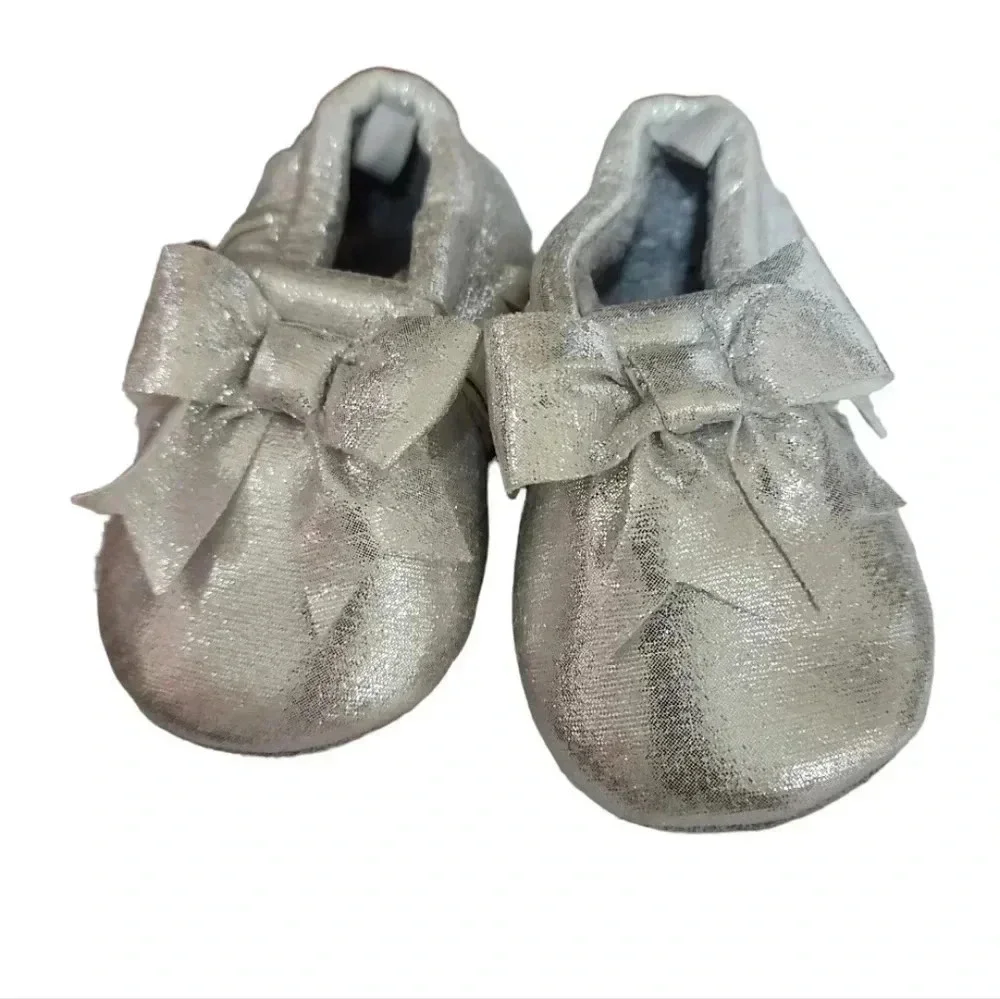 Silver Toddler Gypsy Slippers. Size 4